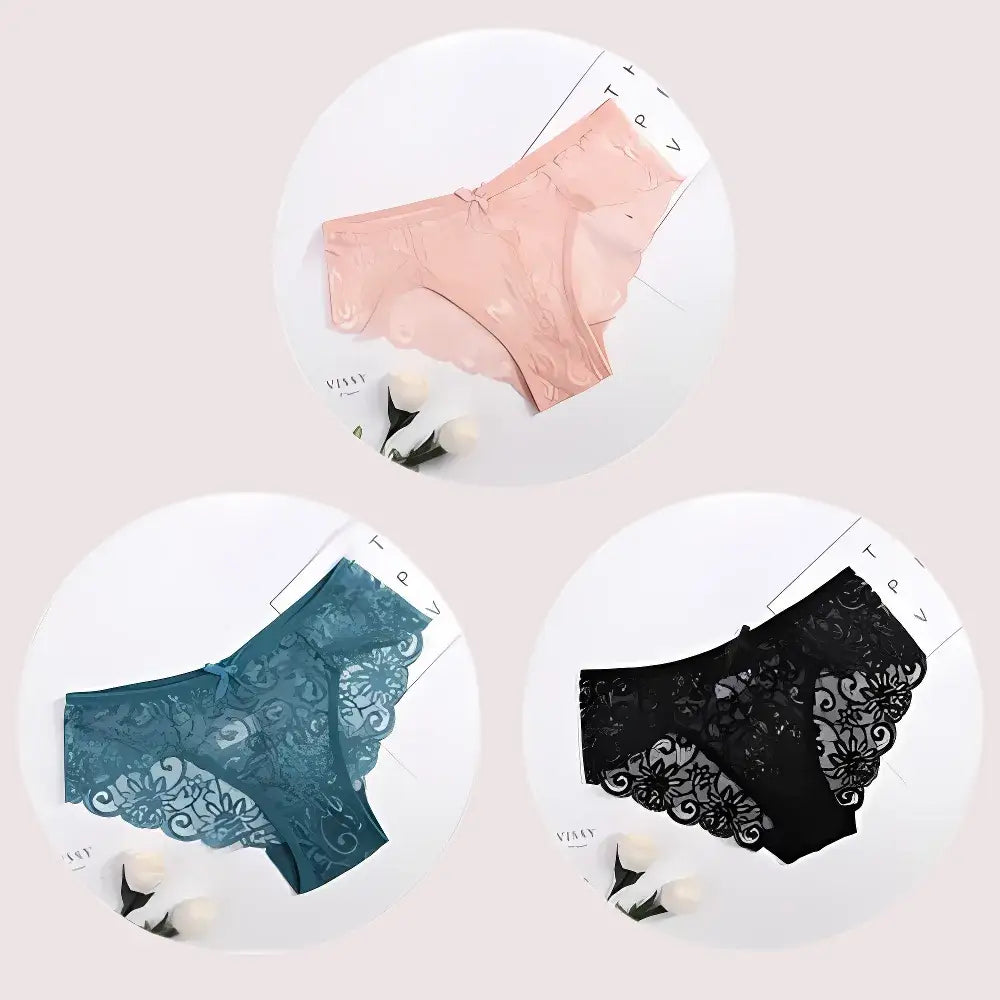 Women’s Floral Bow Lace Panties Pack (Of 3)