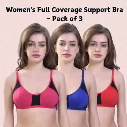 Women’s Full Coverage Support Bra – Pack of 3