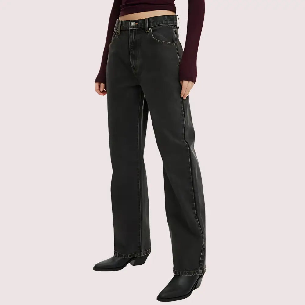 Women’s Loose Straight Jeans in Smokey Black Denim