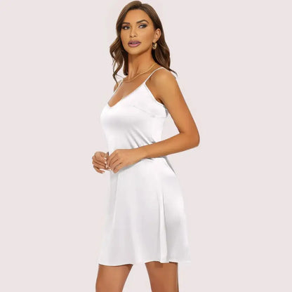 Women’s Silky Tank Top Slip Dress Adjustable Straps