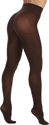 Women’s Soft Opaque Tights - Comfortable Legwear - One Size / Dark Brown