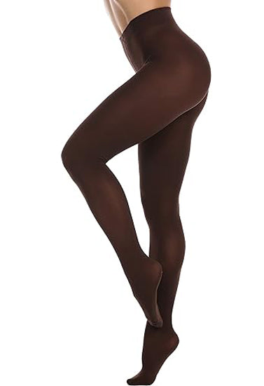 Women’s Soft Opaque Tights - Comfortable Legwear - One Size / Dark Brown
