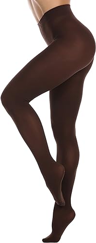 Women’s Soft Opaque Tights - Comfortable Legwear - One Size / Dark Brown