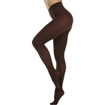 Women’s Soft Opaque Tights - Comfortable Legwear - One Size / Dark Brown