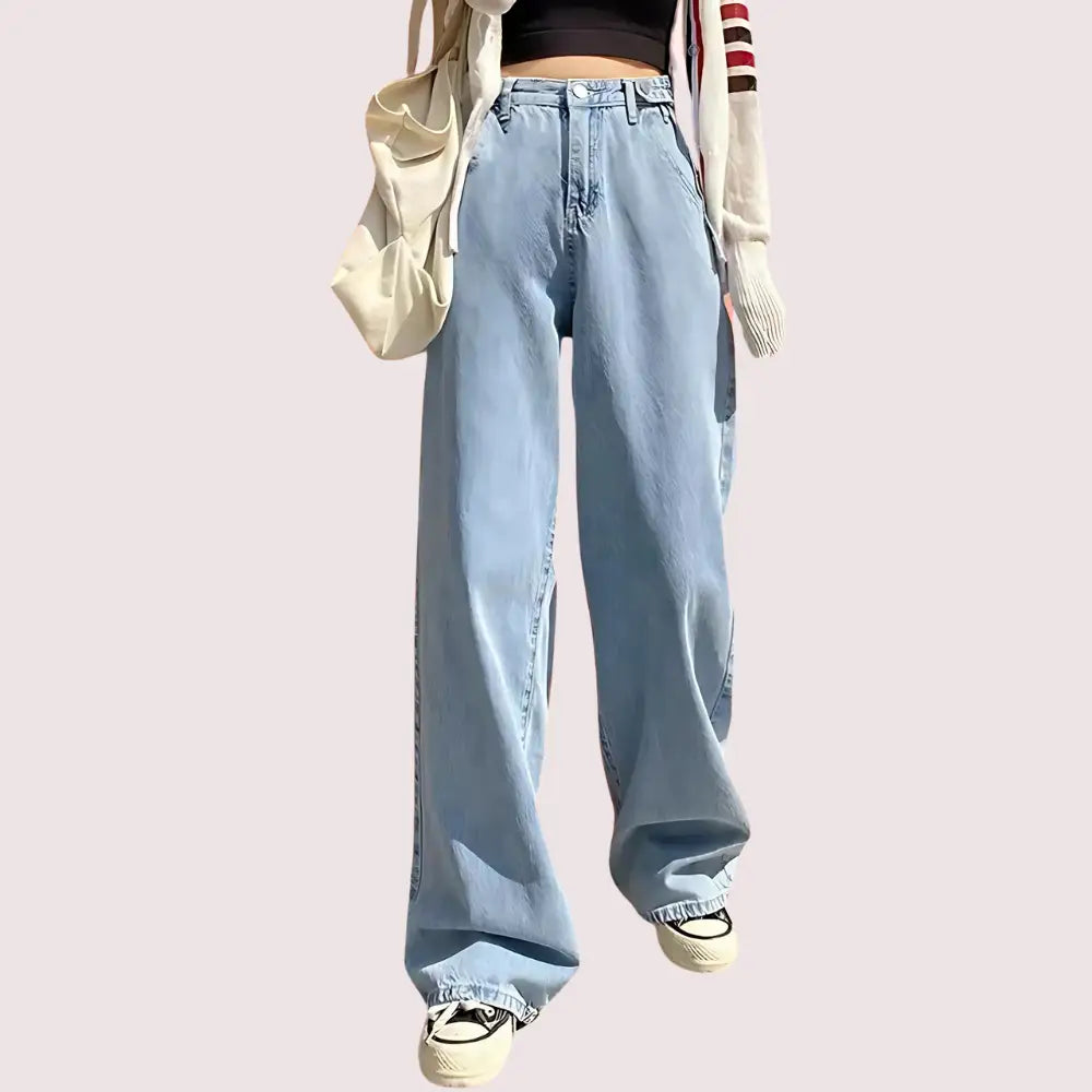 Women’s Stylish High Waist Wide Leg Straight Jeans