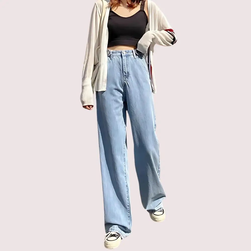 Women’s Stylish High Waist Wide Leg Straight Jeans