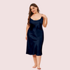 4XL 5XL Plus Size Satin Cowl Neck Dress - Boldlior