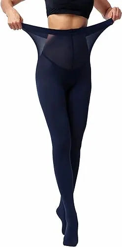 Women's Navy Blue Opaque Tights Snazzyway