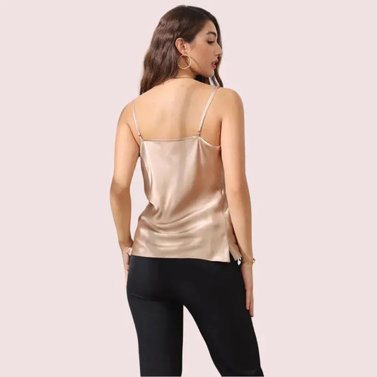 Stylish Cowl Neck Silk Camisole Tank Top Snazzyway