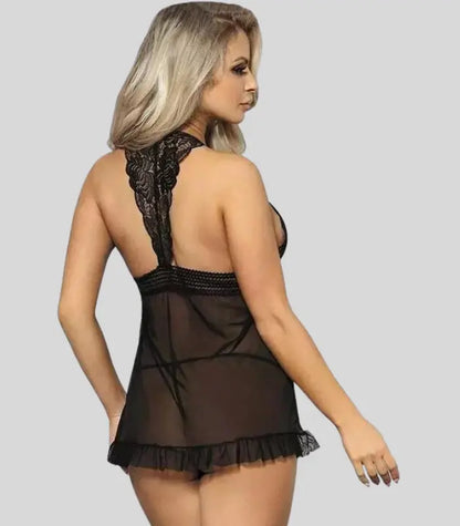 Seductive Lace Babydoll Mini Nightwear Dress Snazzyway