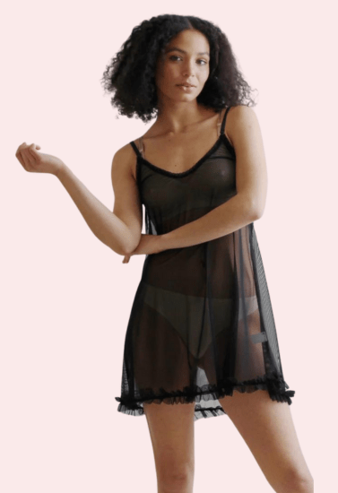 Plus Size Transparent Black Chemise - Boldlior